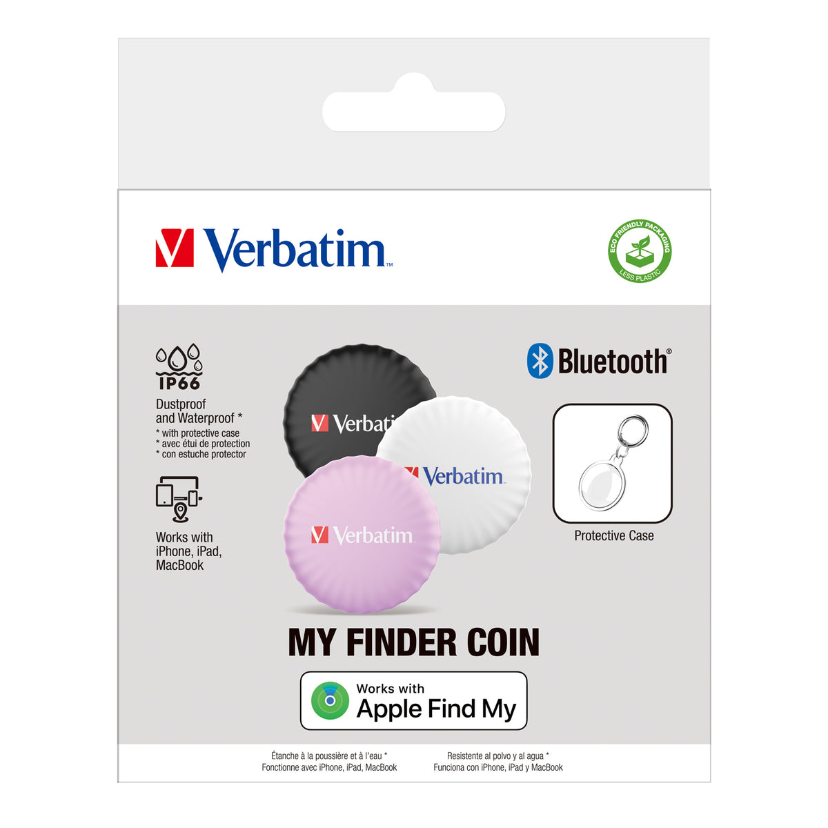 Verbatim MYFC-03BWP My Finder Coin Bluetooth Item Finder 3 Pack Black, White, Purple – view 4