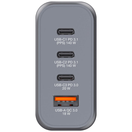 Verbatim GNC-140 Gan Charger 140W with 2 x USB-C Pd 140W, 1 x USB-C Pd 20W, 1 x USB-A Qc 3.0 (eu, Uk, Us) – view 2