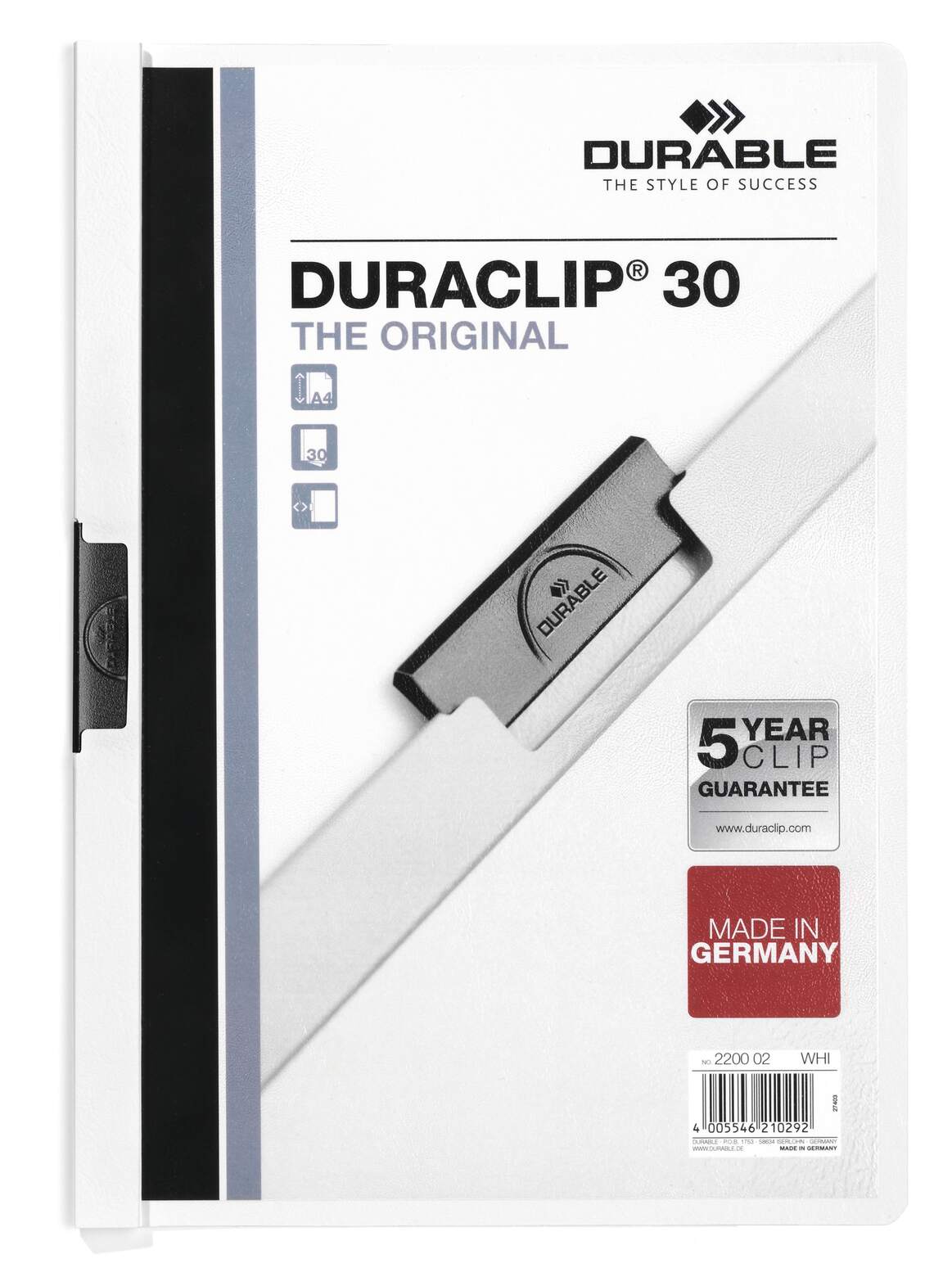 Durable Clip File Duraclip 30 Pack Of 25 White