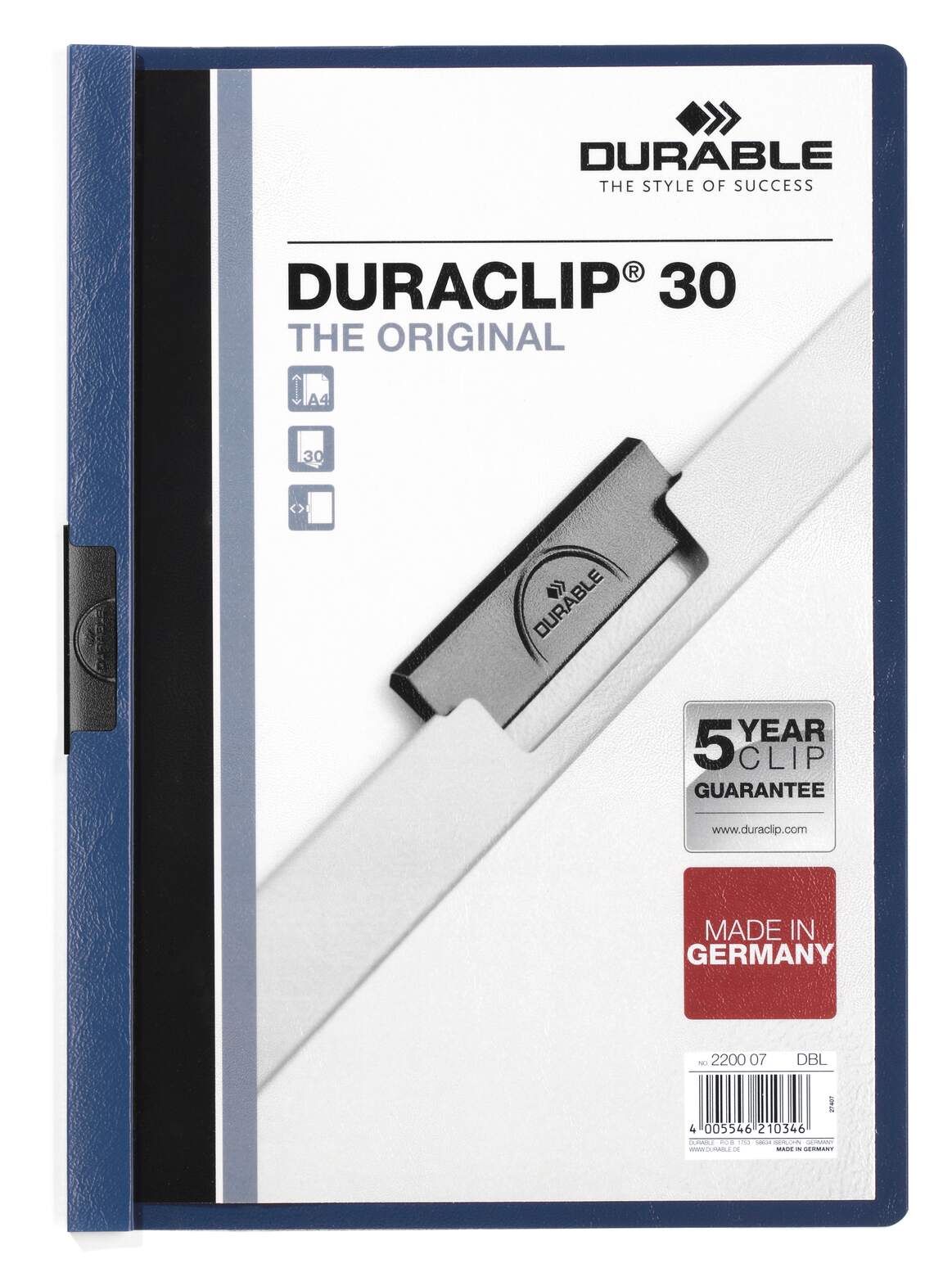 Durable Clip File Duraclip 30 Pack Of 25 Dark Blue