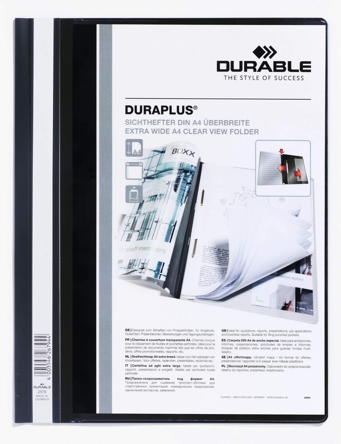 Durable Duraplus Presentation Folder Pack Of 25 Black