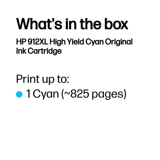 HP 912XL High Yield Original Cyan Ink Cartridge – view 3