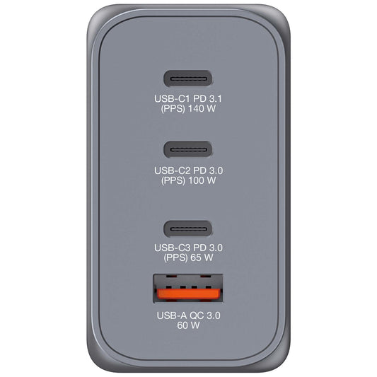 Verbatim GNC-240 Gan Charger 240W with 1 x USB-C 140W, 1 x USB-C 100W, 1 x USB-C 65W, 1 x USB-A Qc 3.0 (eu, Uk, Us) – view 2