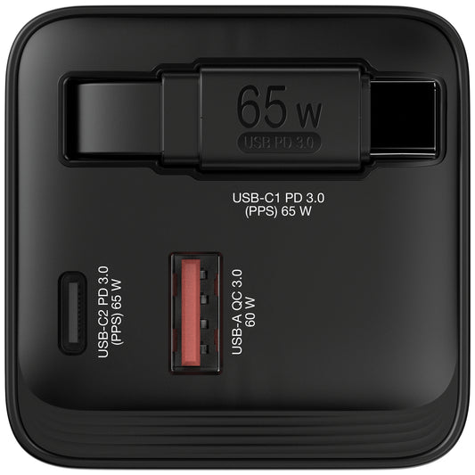 Verbatim Gan Charger 65W 2 Port Retractable Cable Display Us Plugs with Eu and Uk Adaptors – view 2