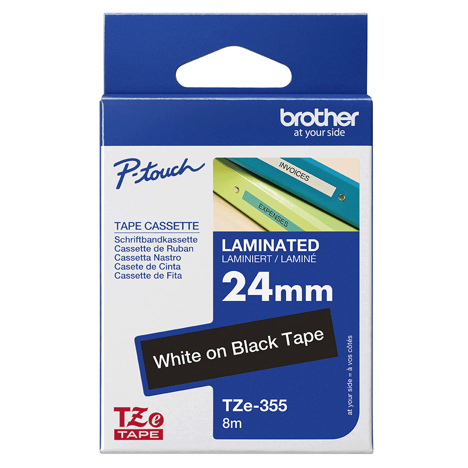 Brother 24mm White On Black Laminated Tape- 8m – view 4
