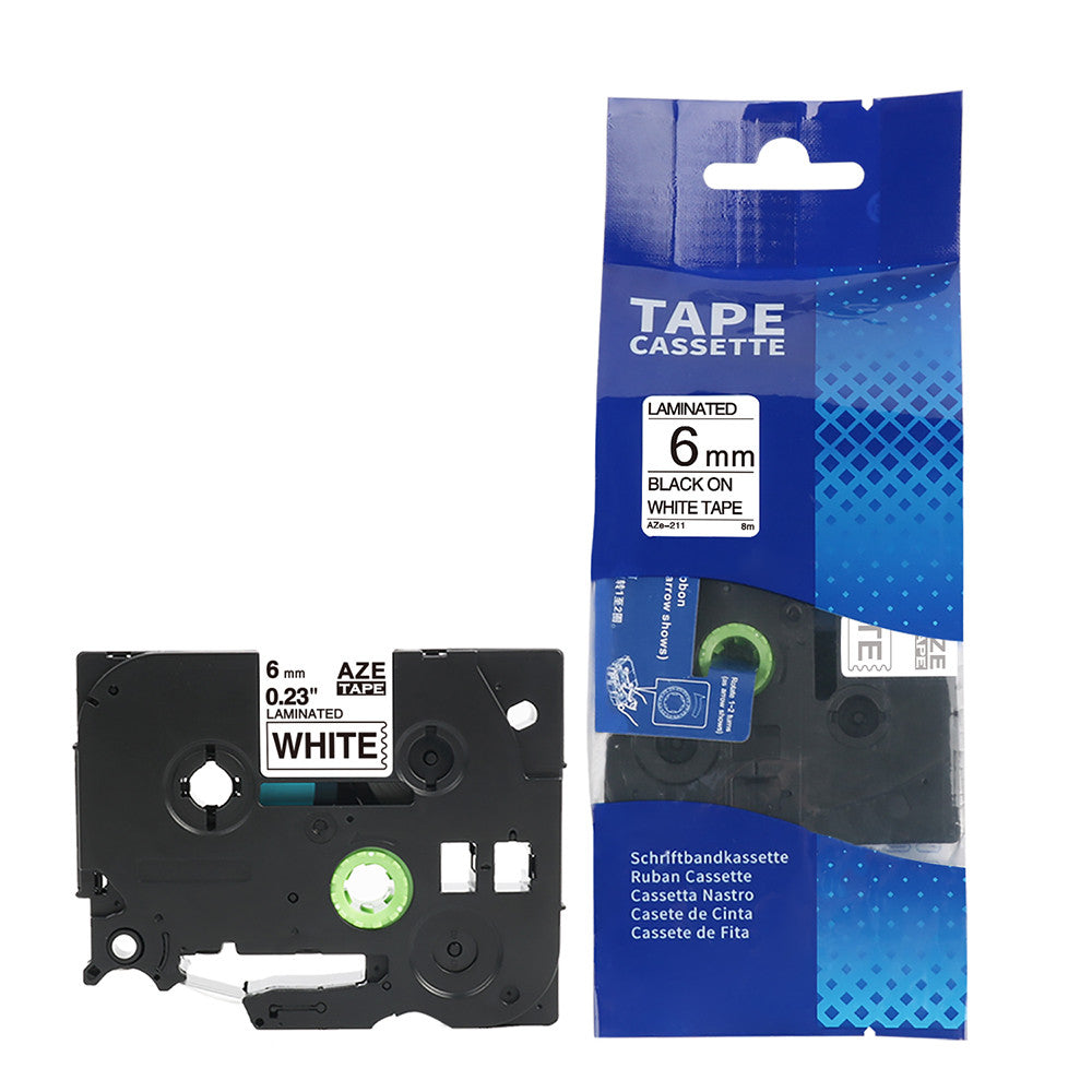Compatible Brother Laminated Tape 6mm X 8m Black On White