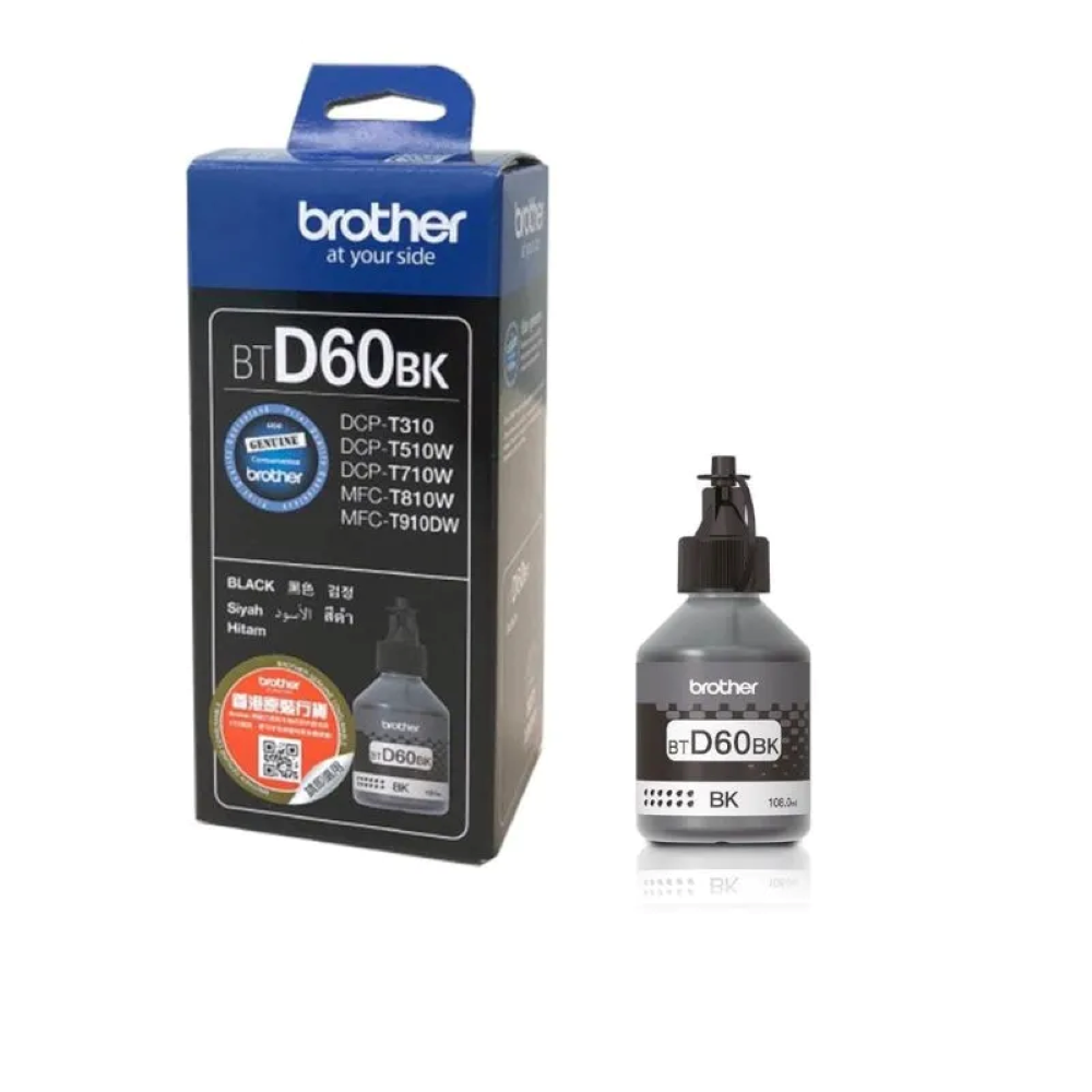 Brother Bt60 Black Ink For Dcpt510w Dcpt710w Mfct910dw Only 6500 Page Yield