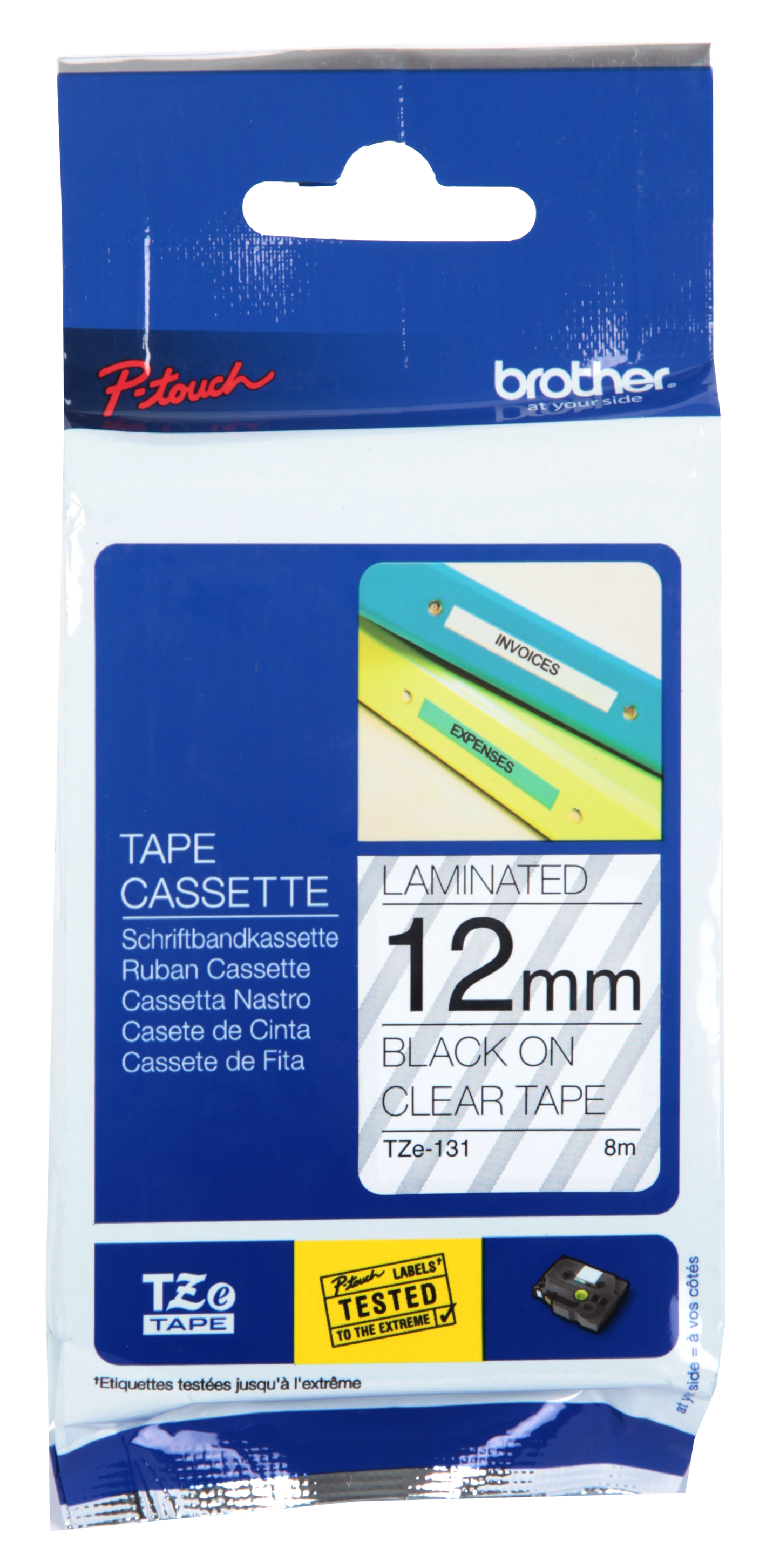 Brother Laminated Tape 8m X 9mm Black On Clear