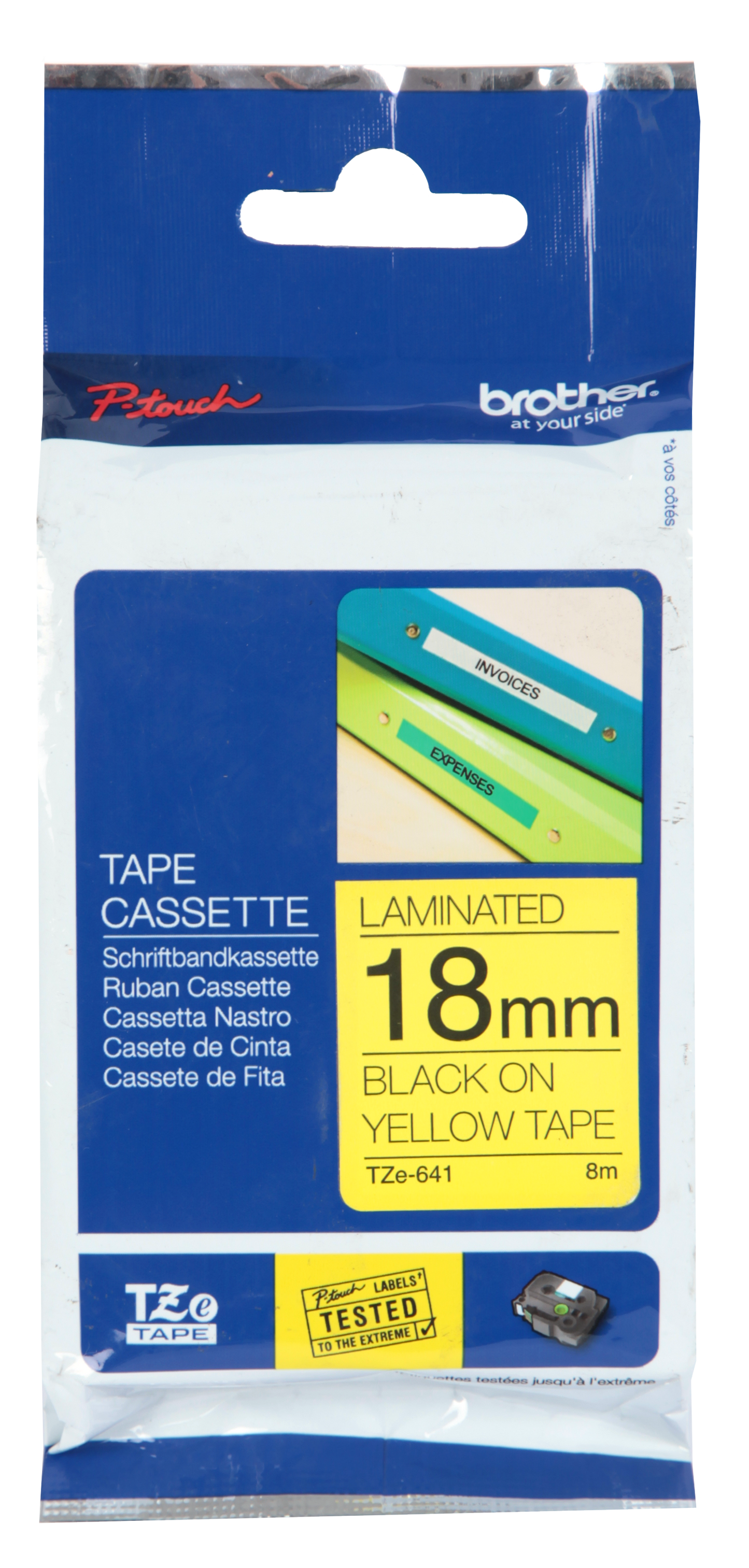 Brother Laminated Tape 8m X 12mm Black On Clear