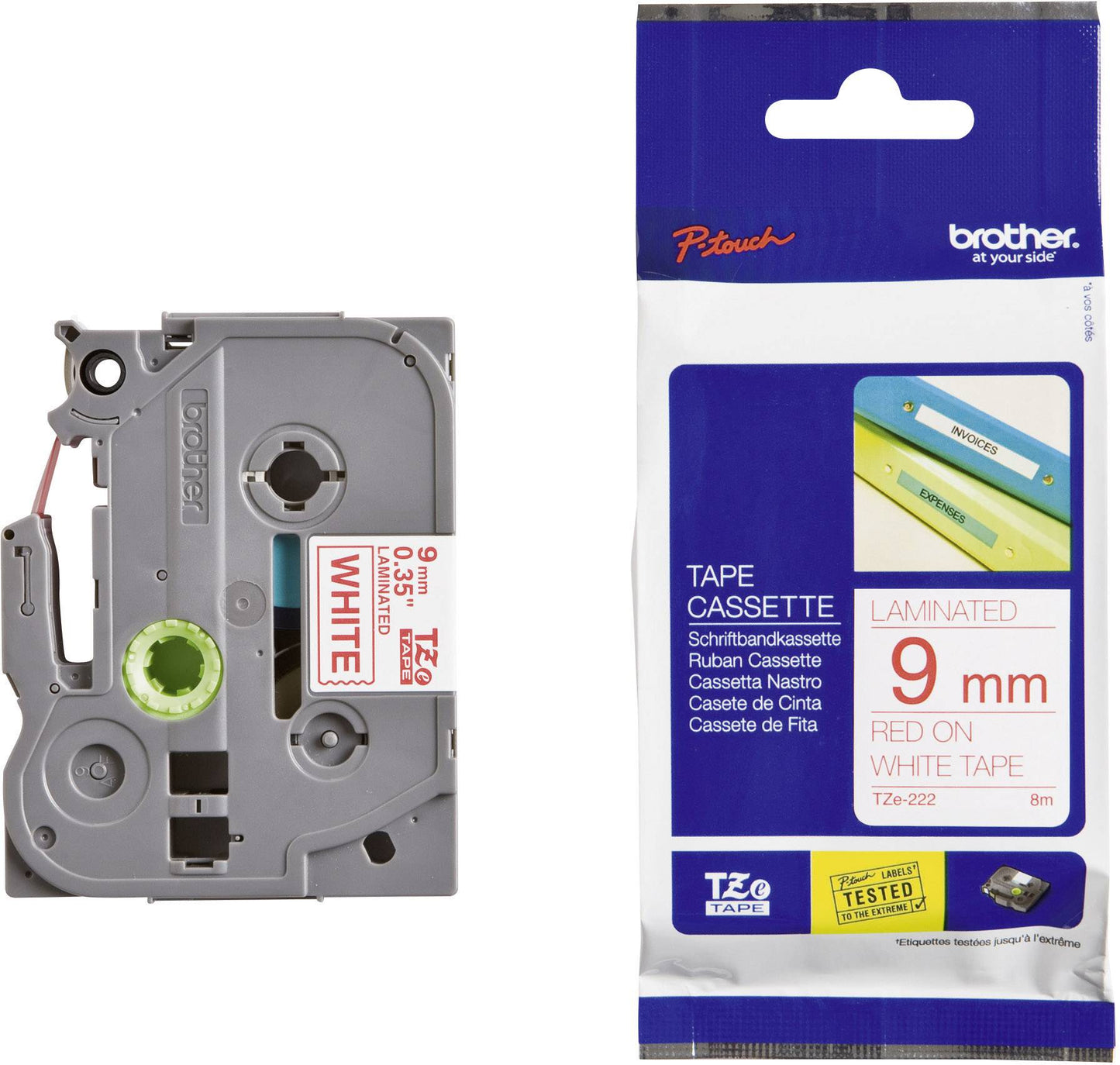 Brother Laminated Tape 8m X 9mm Red On White