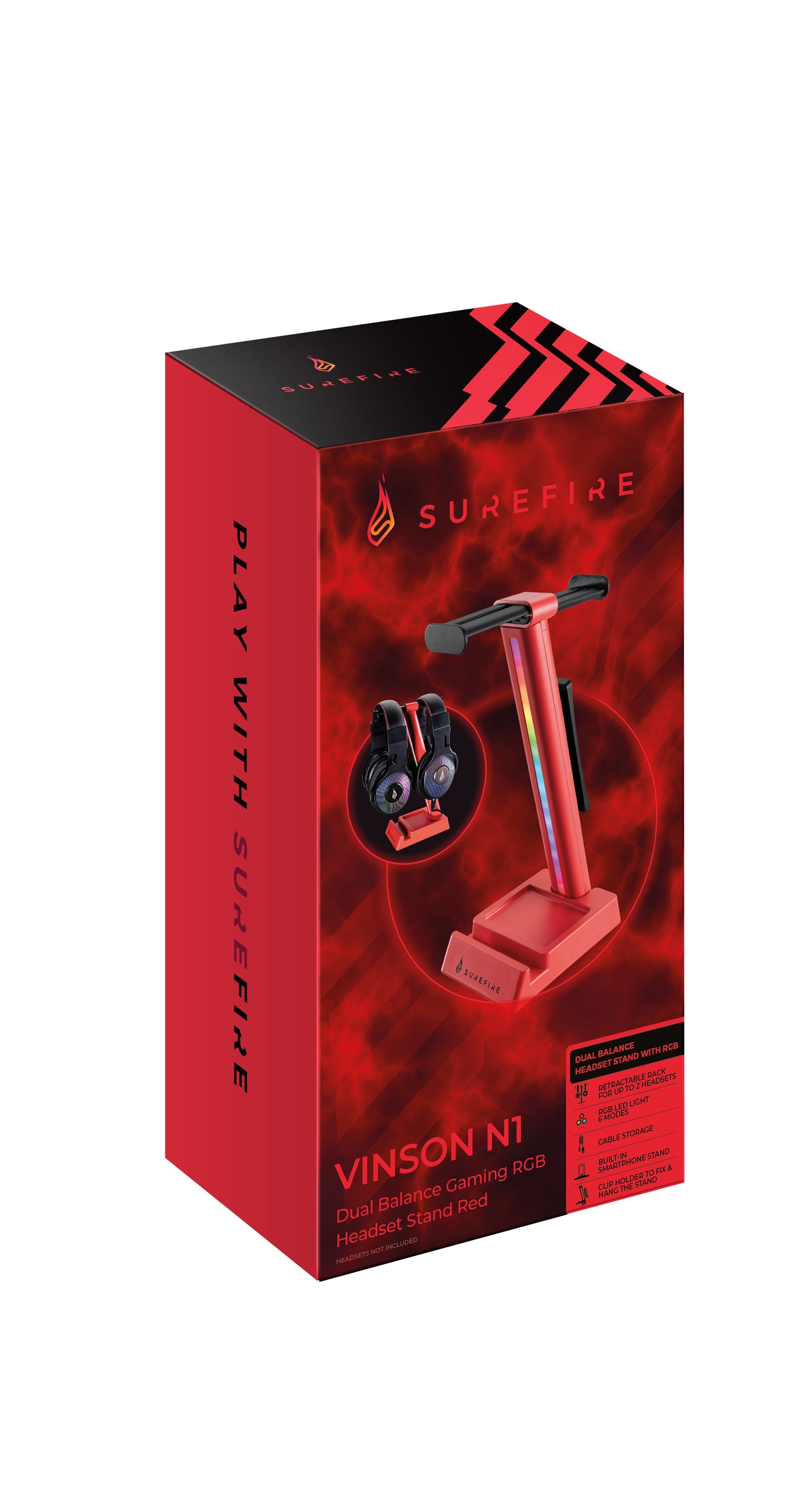 Surefire Vinson N1 Dual Balance Gaming Rgb Headset Stand Red