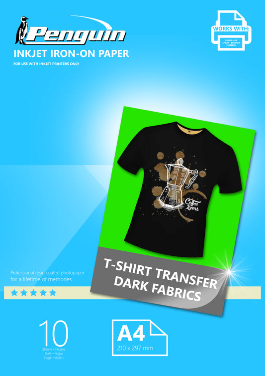 Penguin Inkjet Iron Paper On For Dark Textiles 10 Sheets A 4