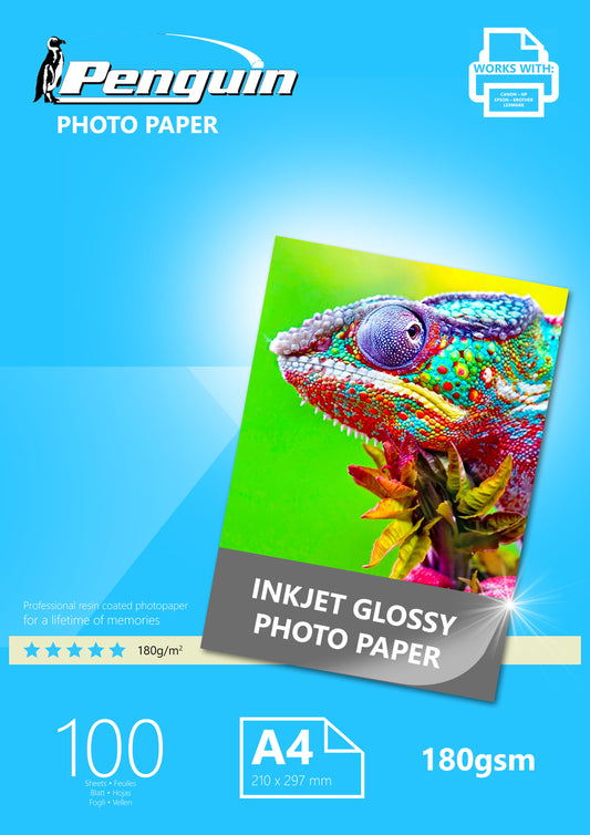 Penguin Inkjet Photo Paper Gloss 180g 100 Sheets A 4