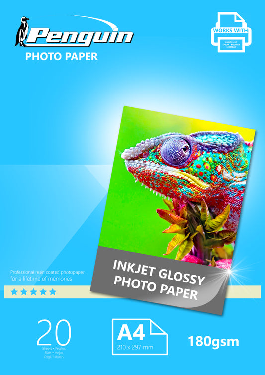 Penguin Inkjet Photo Paper Gloss 180g 20 Sheets A 4