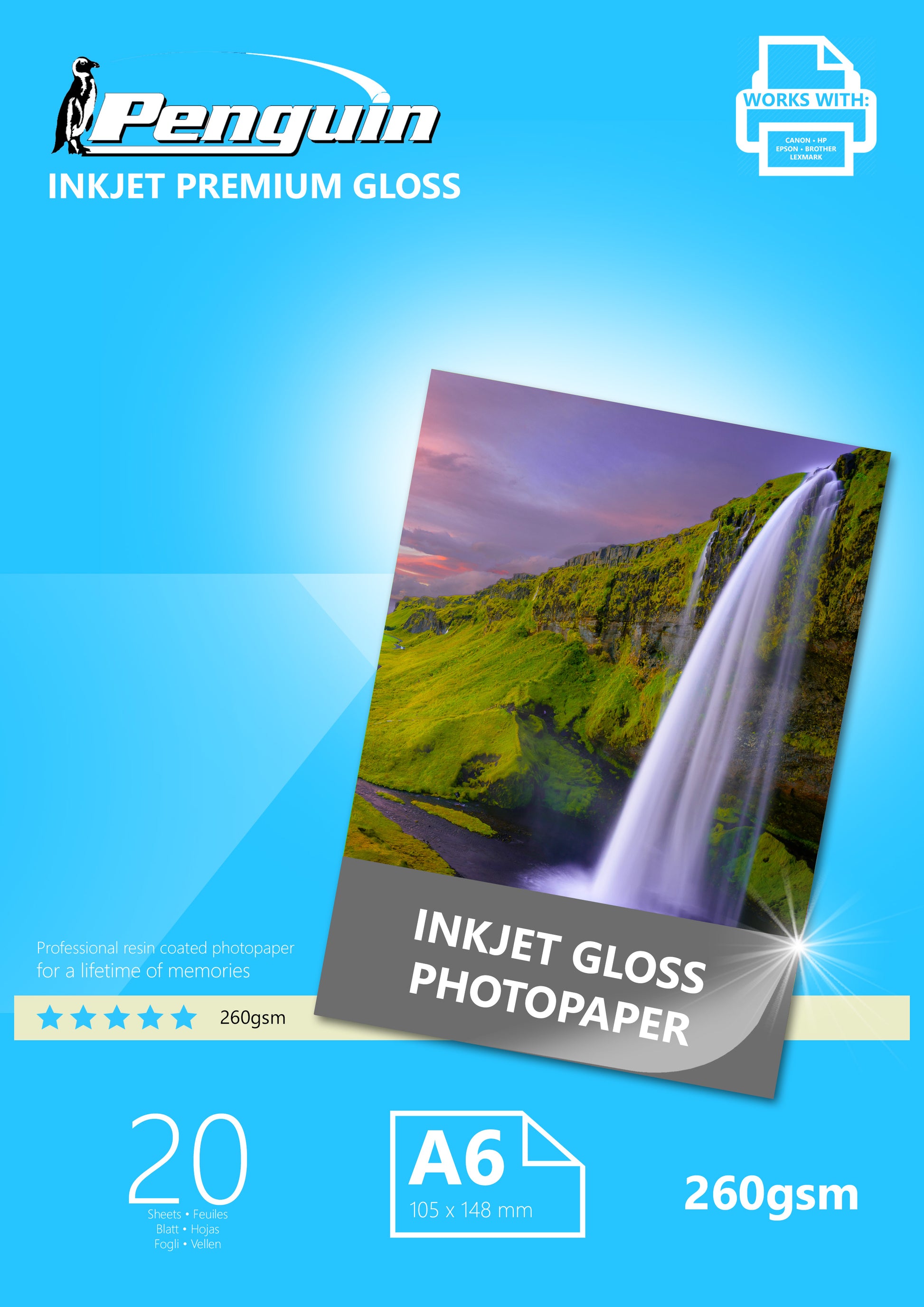 Penguin Inkjet Photo Paper Gloss 260g 20 Sheets A 6