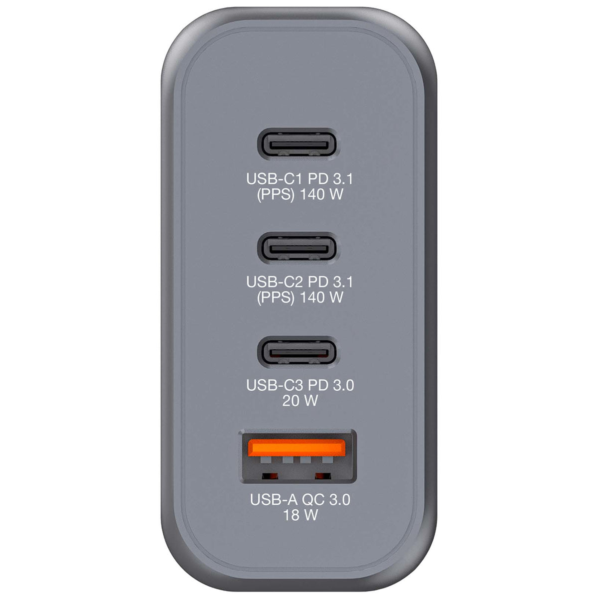 Verbatim GNC-140 Gan Charger 140W with 2 x USB-C Pd 140W, 1 x USB-C Pd 20W, 1 x USB-A Qc 3.0 (eu, Uk, Us) – view 2