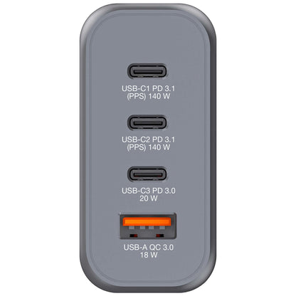 Verbatim GNC-140 Gan Charger 140W with 2 x USB-C Pd 140W, 1 x USB-C Pd 20W, 1 x USB-A Qc 3.0 (eu, Uk, Us) – view 2