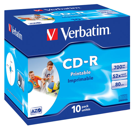 Verbatim Printable Cd-R 52 x 700MB Fast Dry Jewel Case 10 Pack