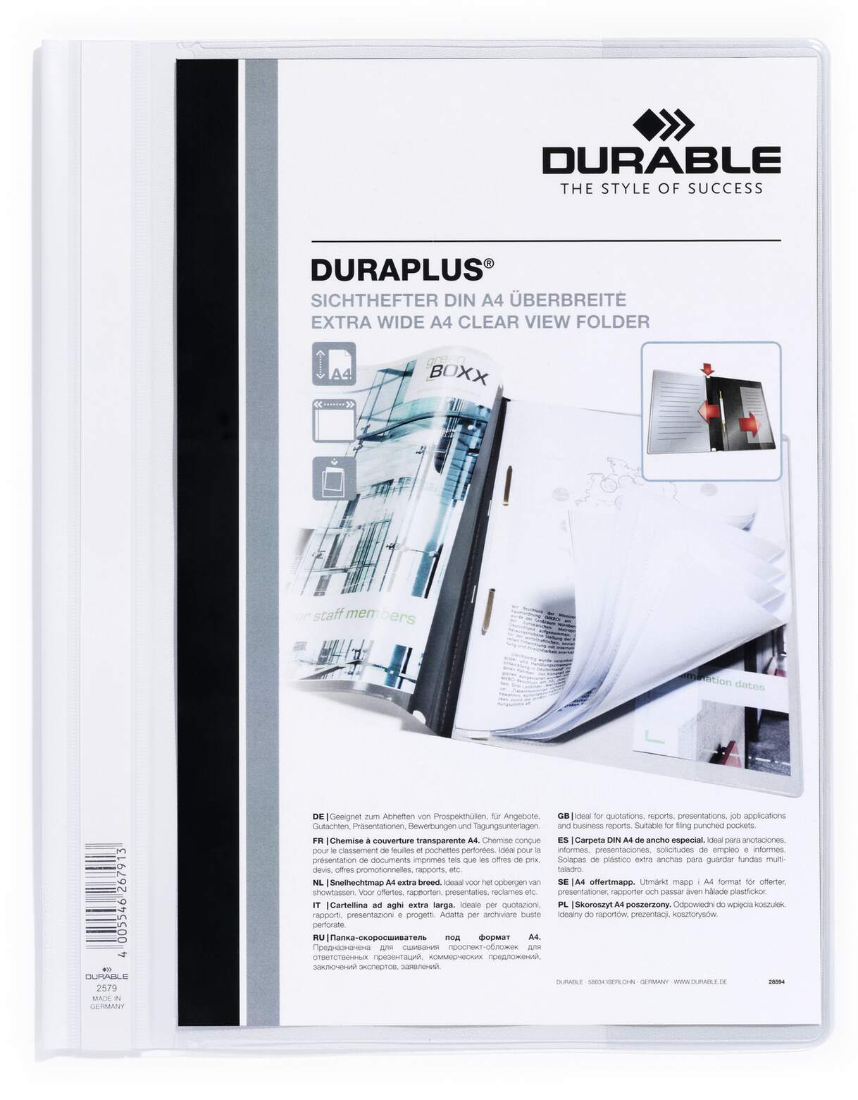 Durable Duraplus Presentation Folder Pack Of 25 White