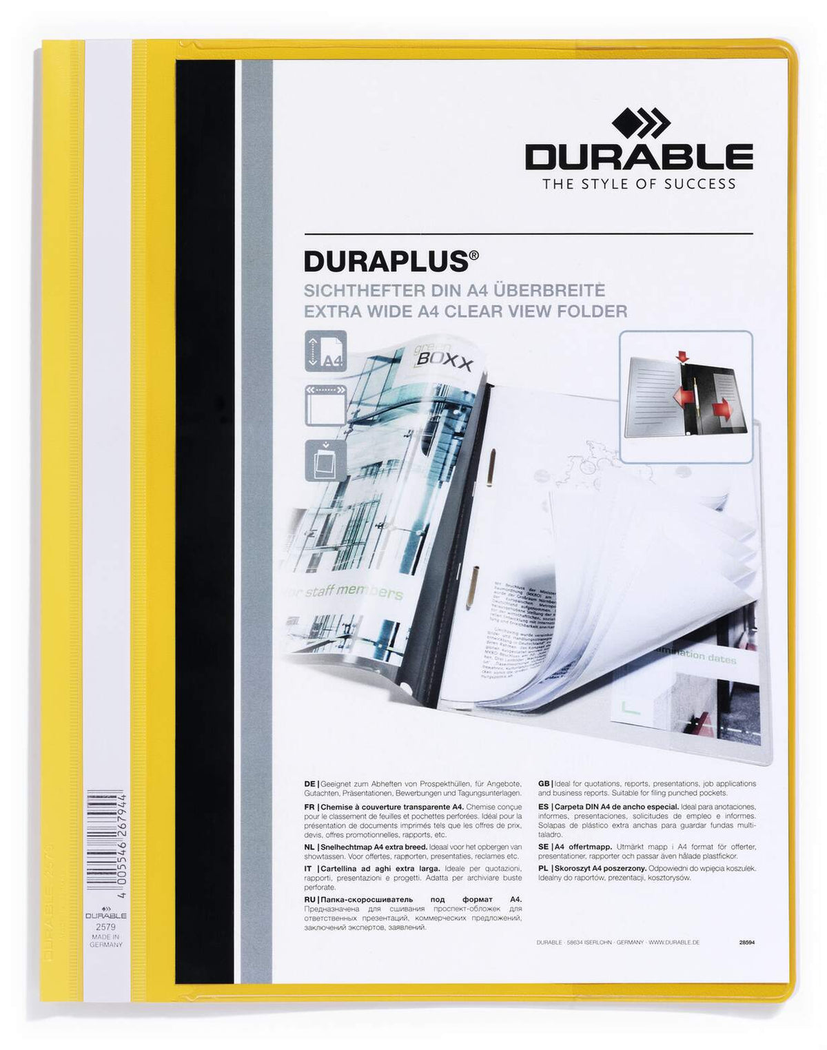 Durable Duraplus Presentation Folder Pack Of 25 Yellow