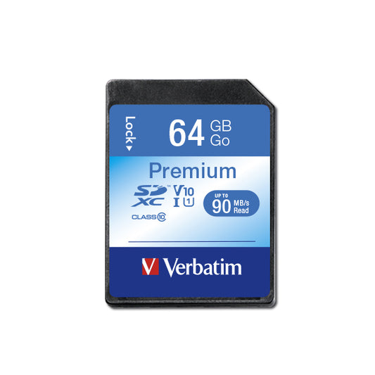 Verbatim Premium 64GB Sd Card, Sdxc, Uhs-I, Class 10, U1, V10