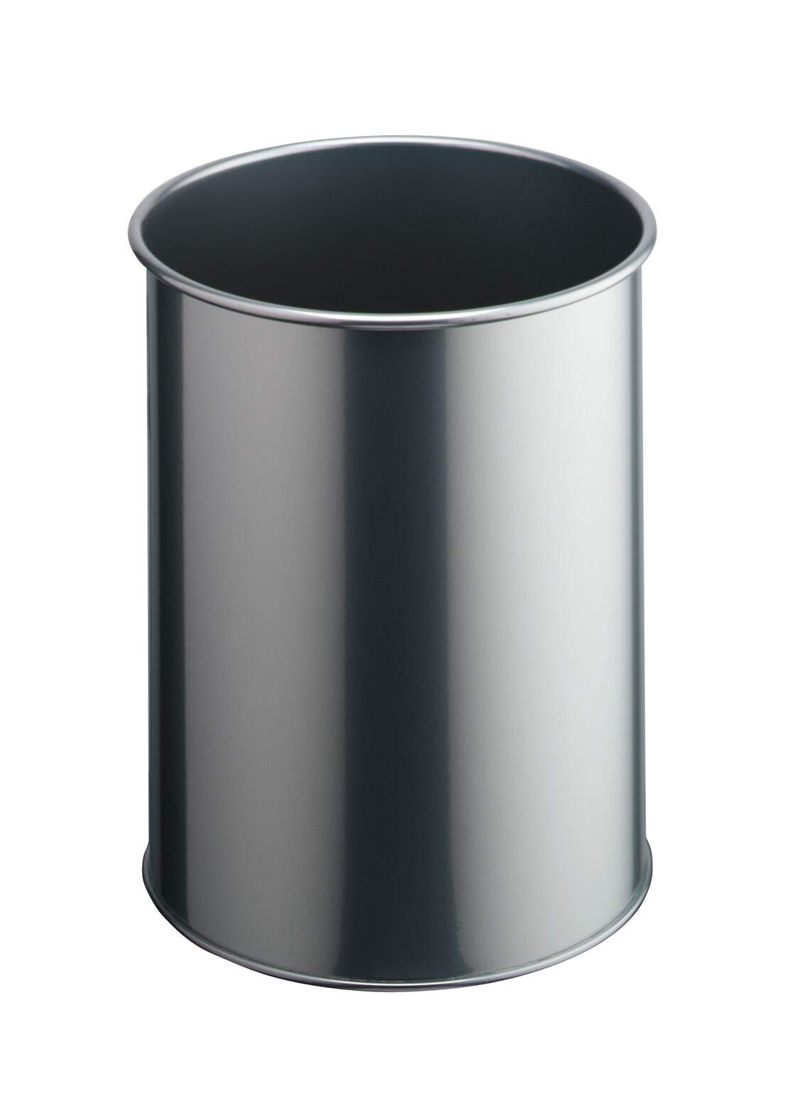Durable Waste Basket Metal Round 15 Silver