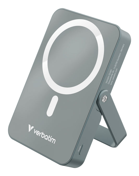 Verbatim Charge ‘N’ Go Power Bank with Stand Magnetic Wireless 10000mAh - Grey