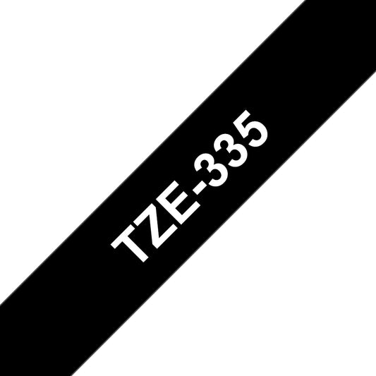 Brother 12mm White On Black Laminated Tape - 8m