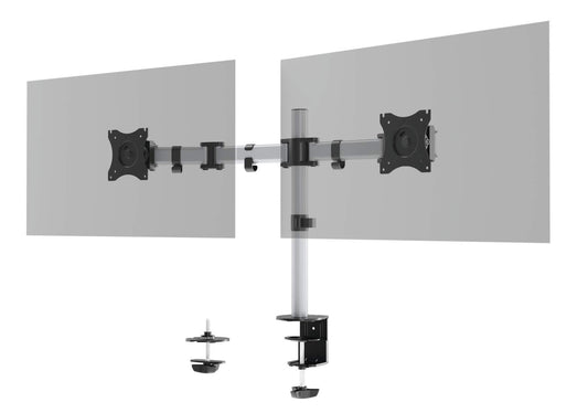 Durable Monitor Mount Select For 2 Screens Desk Clamp Silver