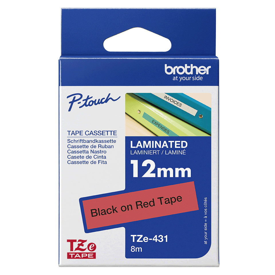Brother Laminated Tape 8m x 12mm Black On Red – view 4