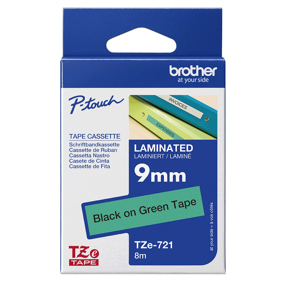 Brother Laminated Tape 8m x 9mm Black On Green – view 3