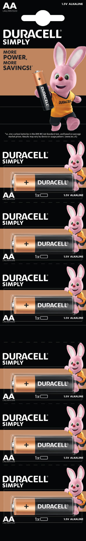 Duracell Simply HBDC AA 6x1s (16 Pack) LR6 MN1500