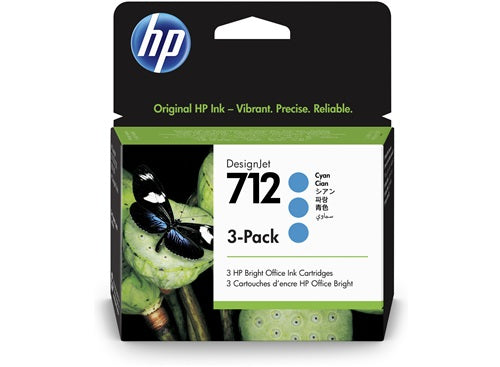 HP 712 29ml 3-pack Original Cyan Designjet Ink Cartridge For T200 A