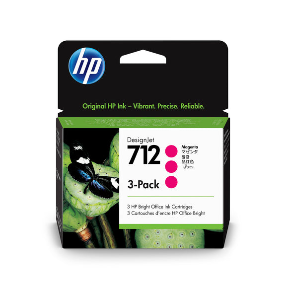 HP 712 29ml 3-pack Original Magenta Designjet Ink Cartridge For T20
