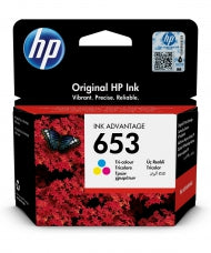 HP 653 Tri-Colour Ink Advantage Cartridge For HP Deskjet Plus Ink Advantage 6070 6400 Series HP Deskjet Ink...