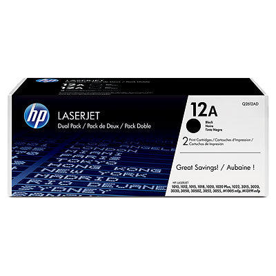 HP 12A Original Black Dual Pack Laserjet Toner Cartridge For HP Laserjet 1010 1012 1015 1018 1020 1022 3015...