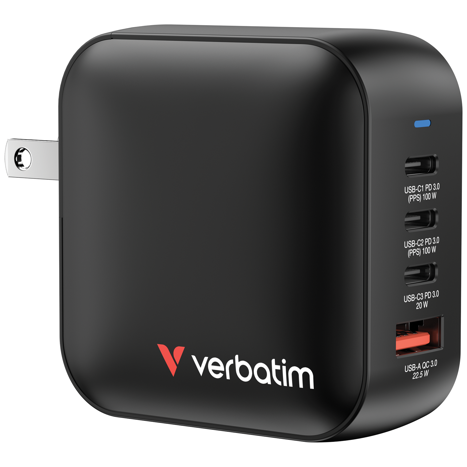 Verbatim Mini Gan Charger 100W 4 Port Us/Eu/Uk Adp