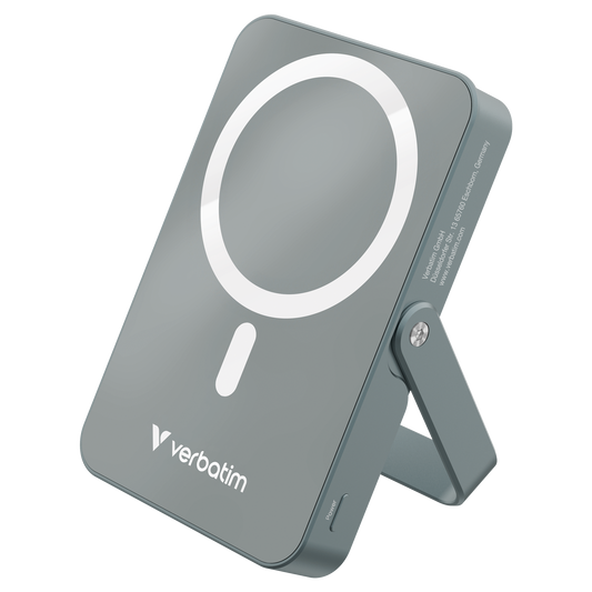 Verbatim Charge ‘N’ Go Power Bank With Stand Magnetic Wireless 10000Mah - Grey