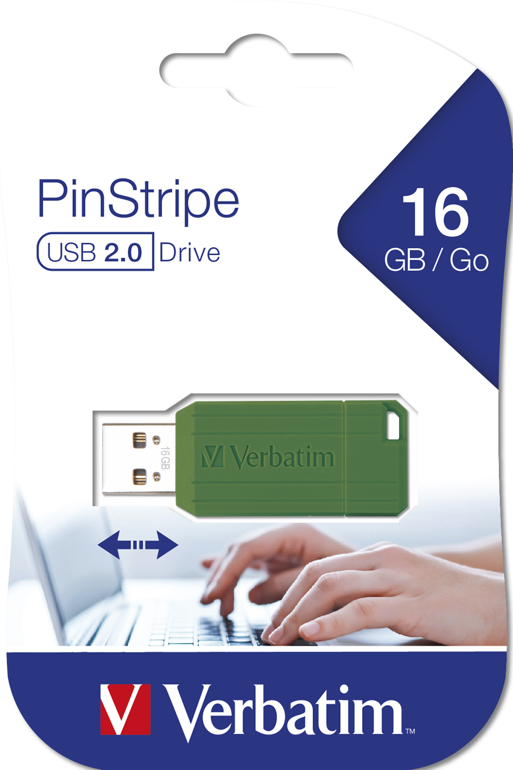 Verbatim USB 2.0 16gb Pinstripe Matt Green
