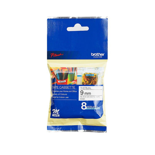 Brother Non-laminated Tape 8m X 9mm Black On White