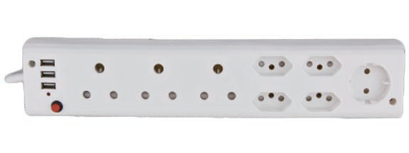 Ele 8 Way Multiplug 3x16a 4x5a 1xsch 3x2 1a USB