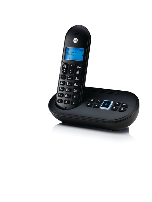 Motorola T111+ Black Dect Cordless Phone With Tam Eco Plus Mode Caller I.d. 50 Name And Number Phonebook Speaker Phone 15 Minute Record Time Gap En...
