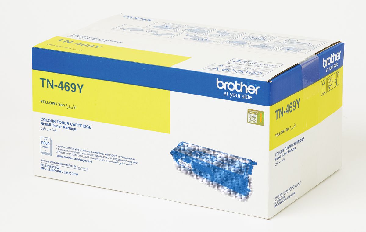 Brother Tn469 High Yield Yellow Toner For Mfcl9750 Hll8360 Mfcl8960 Cartridge 9000 Page Yield