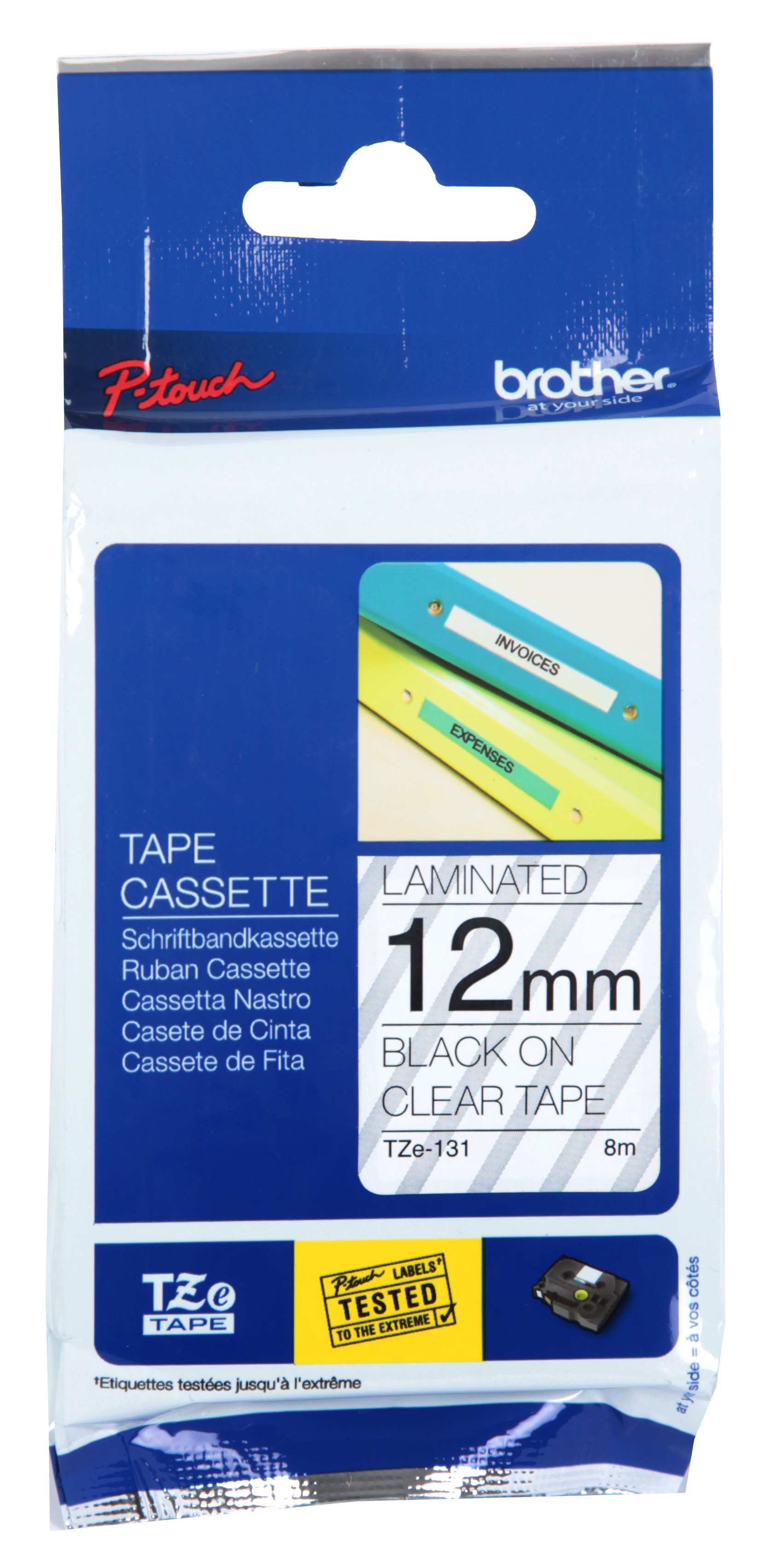 Brother Laminated Tape 8m X 9mm Black On Clear