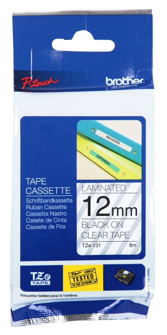 Brother Laminated Tape 8m X 9mm Black On Clear