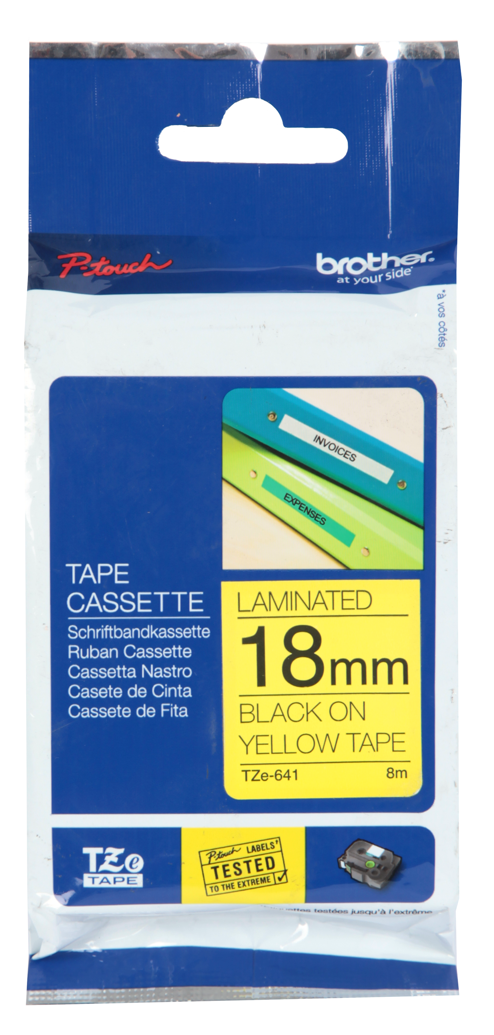Brother Laminated Tape 8m X 12mm Black On Clear