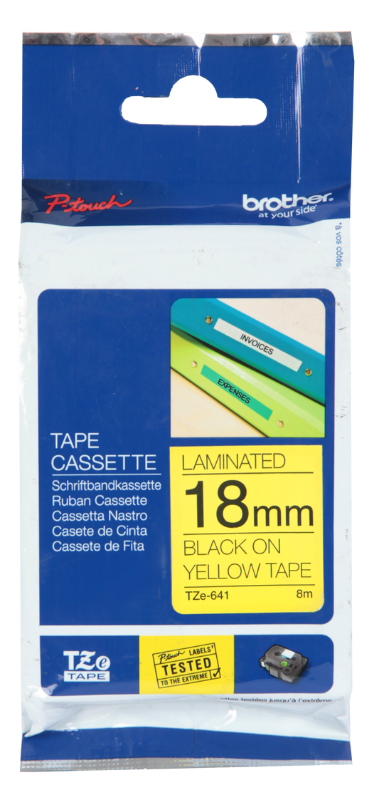 Brother Laminated Tape 8m X 12mm Black On Clear