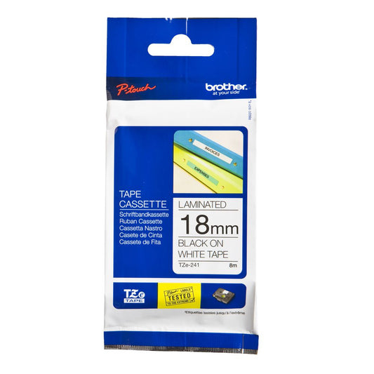 Brother Laminated Tape 18mm X 8m Black On Clear