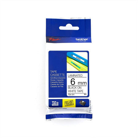 Brother Black on White Laminator Tape 6mm