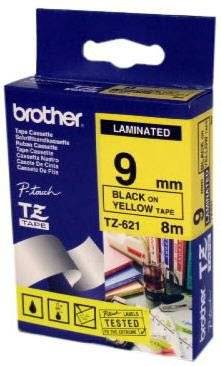 Brother 9mm Black On Yellow Laminated Tape - 8m